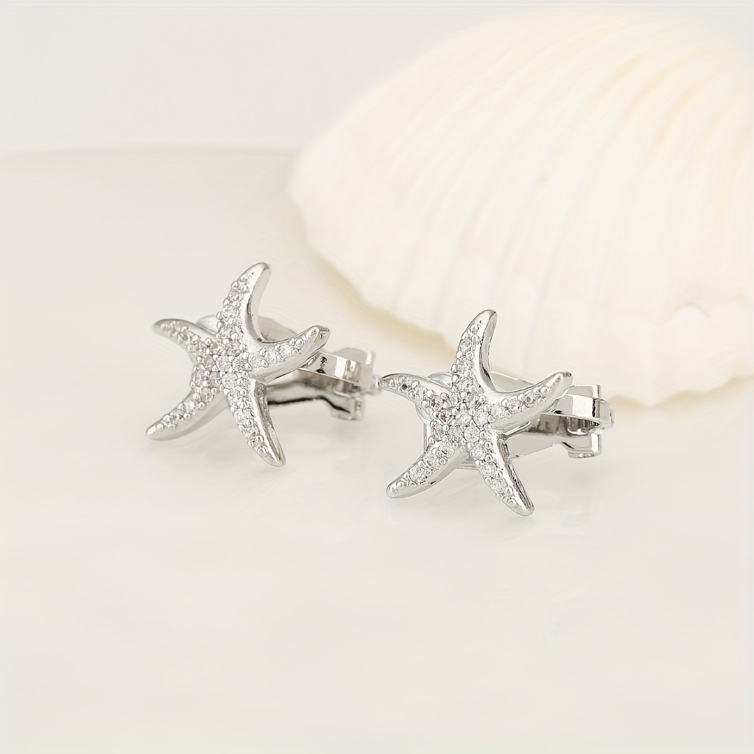 Unisex Star-shaped Metallic Texture Stud Earrings